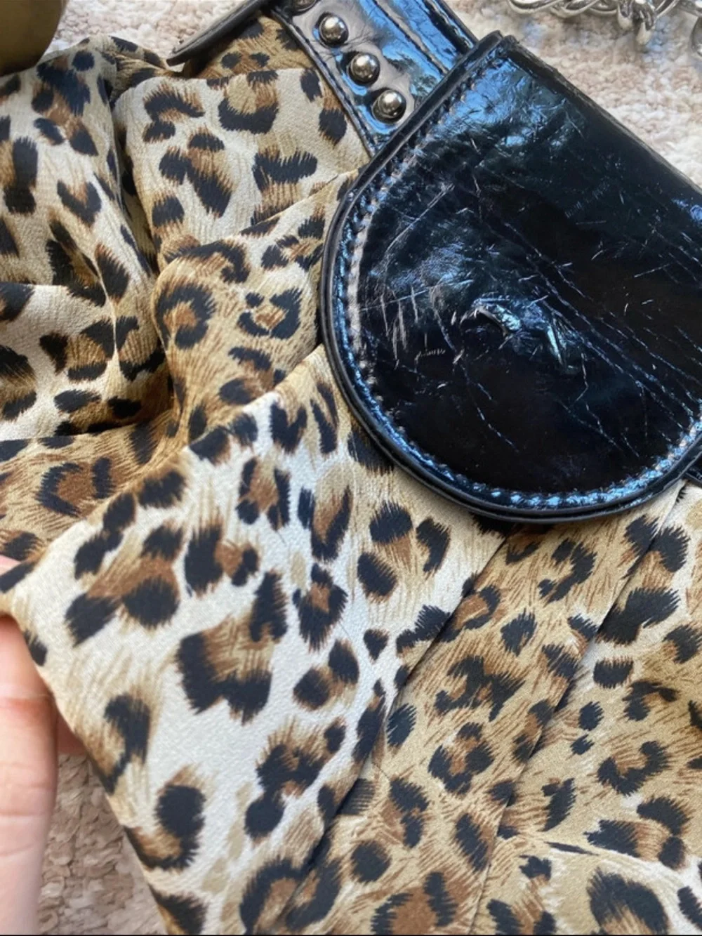 Y2K Black Espadrille Wedge Sandals with Leopard Tie-Ankle Straps & match purse